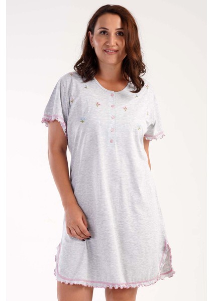Kadın Büyük Beden Kısa Kol Gri Melanj Gecelik C2T0N1503 fiyatları