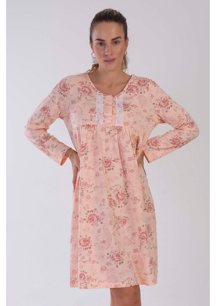 Kadın Uzun Kol Yavruağzı Gecelik C4T7N3161