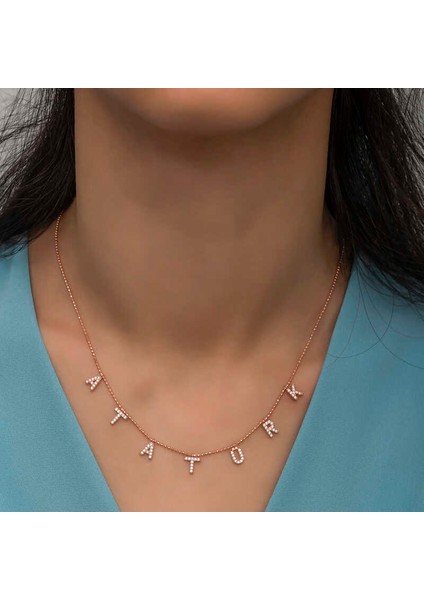 Gümüş Rose Atatürk Yazılı Bayan Kolye fiyatları