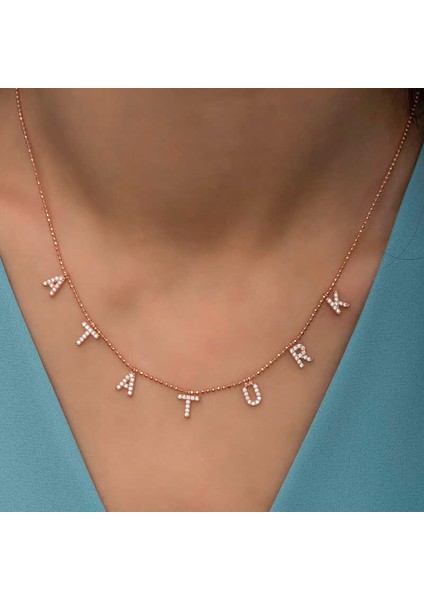 Gümüş Rose Atatürk Yazılı Bayan Kolye indirimleri