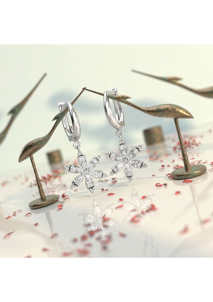 Lotus Çiçeği Beyaz Gümüş Küpe fiyatları