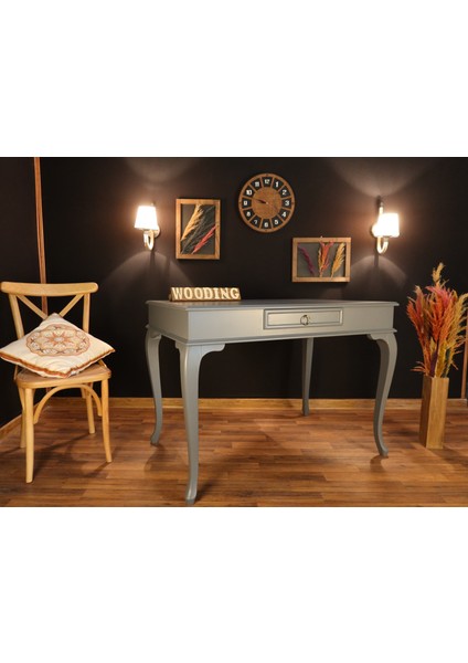Mobilya 120 cm Çekmeceli Masif Gri Çalışma Masası