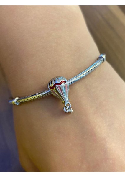 Gümüş Uçan Balon Detaylı Charm