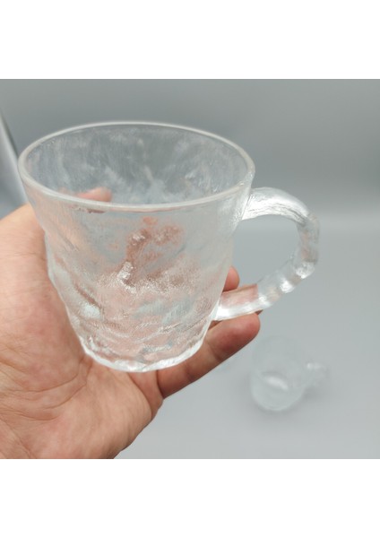6 Kişilik Buz Görünümlü Kulplu Bardak Seti