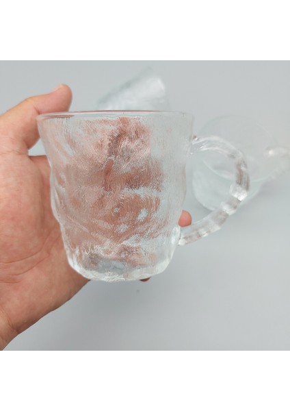 6 Kişilik Buz Görünümlü Kulplu Bardak Seti