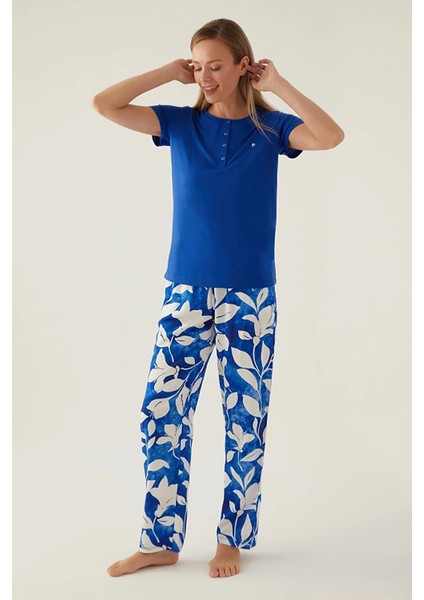 Yumuşak Dokulu Kısa Kol Kadın Pijama Takım 8834