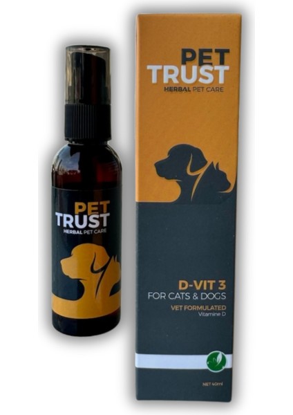 Pettrust Herbal Pet Care Kedi ve Köpekler Için Organik Vitamin-D Takviyesi 40 ml