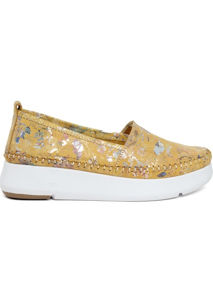 Elit MN057C Kadın Hakiki Deri Espadril Sarı