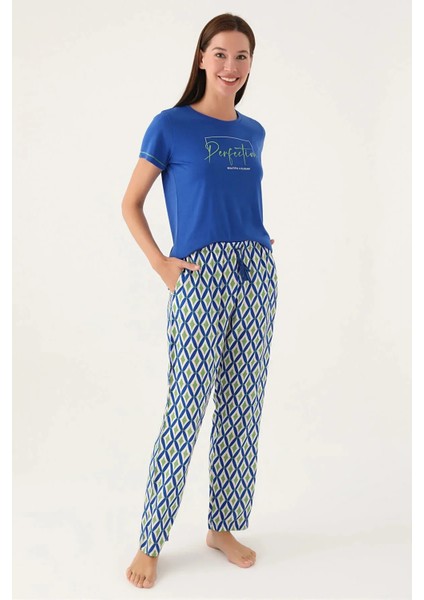 Yumuşak Dokulu Kısa Kol Kadın Pijama Takım 2931