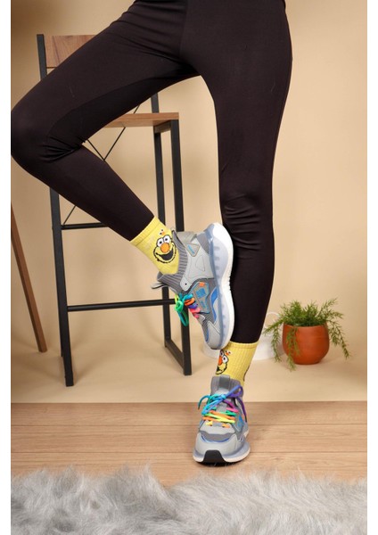 Guja Renkli Bağcıklı Triko Unisex Spor Ayakkabı Gri