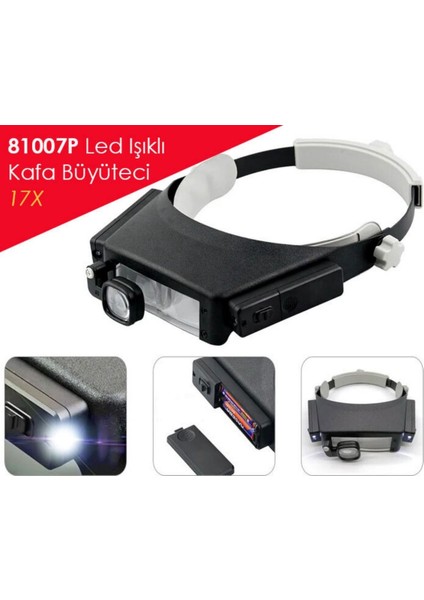 81007P LED Işıklı Kuyumcu Kafa Büyüteci