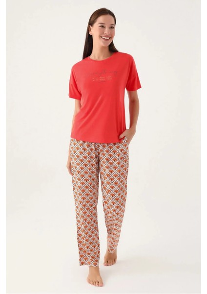 Yumuşak Dokulu Kısa Kol Kadın Pijama Takım 8822