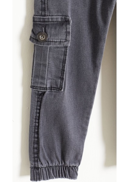 Gri Kargo Cepli Beli Lastikli Erkek Çocuk Jean Pantolon 1-4 Yaş 17752 modelleri