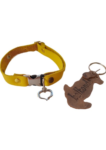 Köpek kolyesi hakiki deri minik ırk sarı metal zımbalı genişlik:1,5cm boyun ölçüsü:14-26cm ayarlamalı dog collar K1-11SA fiyatları