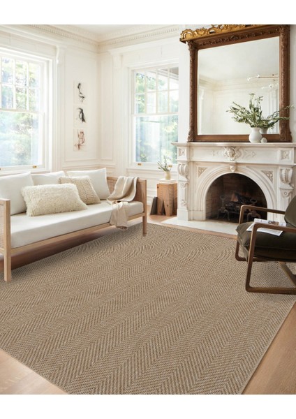 Bolivya B665A Bej Hasır Dokulu Antialerjik Halı Kilim Salon Mutfak Koridor Kesme Yolluk