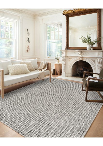 Bolivya B666A Gri Hasır Dokulu Antialerjik Halı Kilim Salon Mutfak Koridor Kesme Yolluk