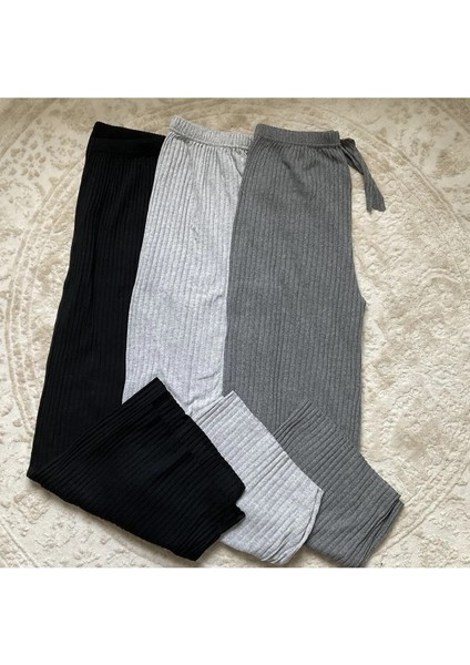 3'lü Kadın Fitilli Rahat Pantolon & Eşofman Gündelik Rahat Ev Giyim Pijama