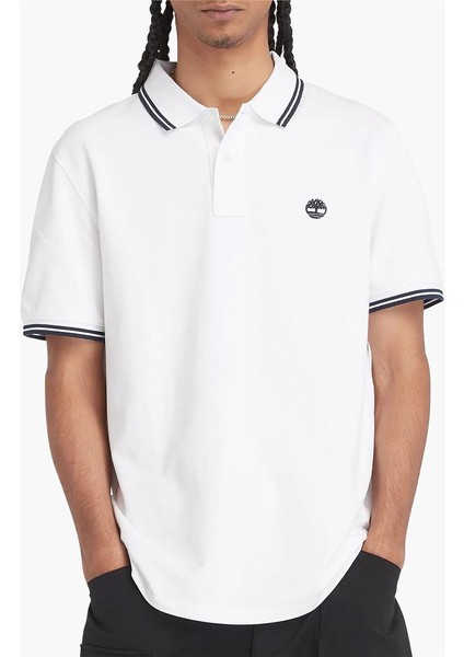 Tipped Pique Short Sleeve Polo Beyaz Erkek T-Shirt