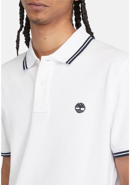 Tipped Pique Short Sleeve Polo Beyaz Erkek T-Shirt modelleri