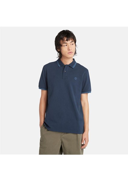 Tipped Pique Short Sleeve Polo Dark Sapphıre Erkek T-Shirt