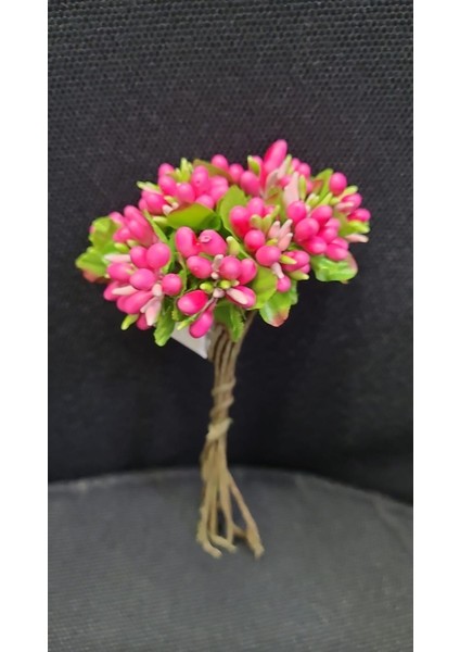 Onikili Mini Cipso Dk. Pink Yapay Pıtır Çiçek 14CM Dekoratif Tamamlayıcı Hediyelik Vazoluk 1 Adet