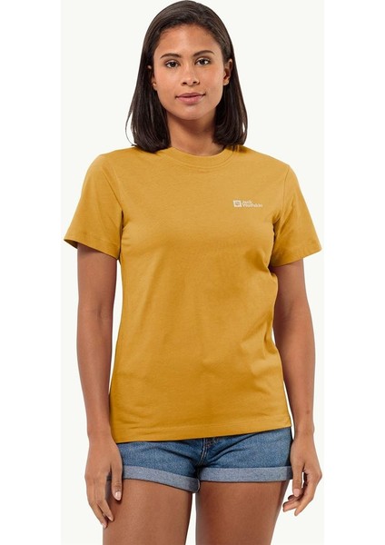 Jack Wolfskin Essential T W Kadın Hardal T-Shirt