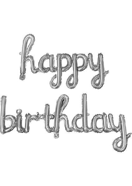 Folyo Balon Happy Birthday Yazılı El Yazılı Helyum Balon