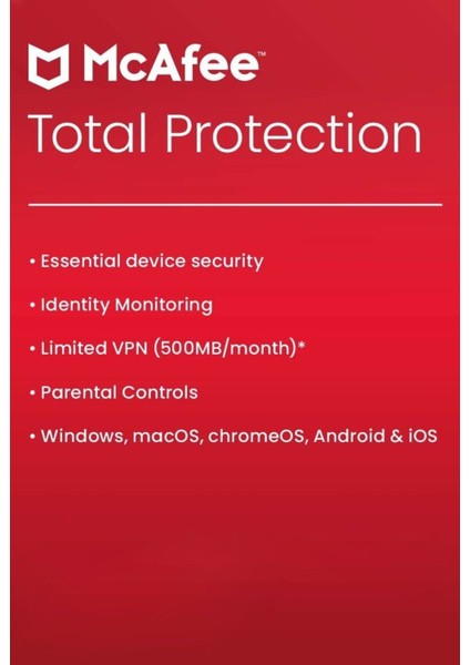 Total Protection - 1 Cihaz 3 Yıl - Mcafee Offical Key