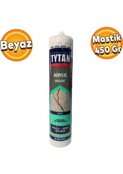 Genel Amaçlı Beyaz Akrilik Mastik Silikon Kokusuz Boyanabilir 450 gr