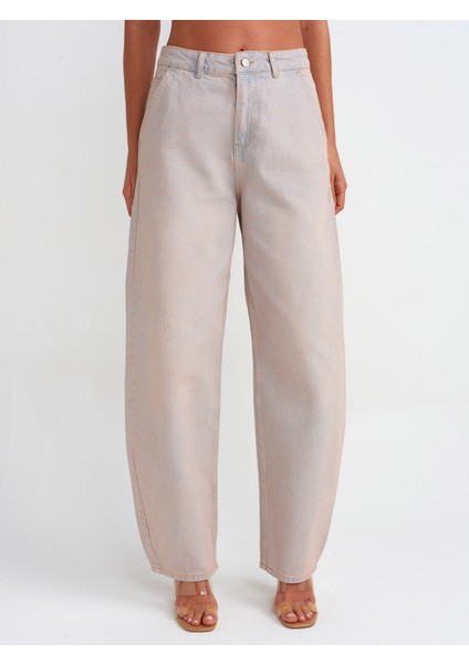 71457 Pembe Tintli Yan Cepli Denim Pantolon-Pembe fırsatları