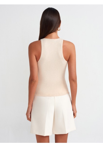 30997 Halter Yaka Top-Bej Melanj fiyatları