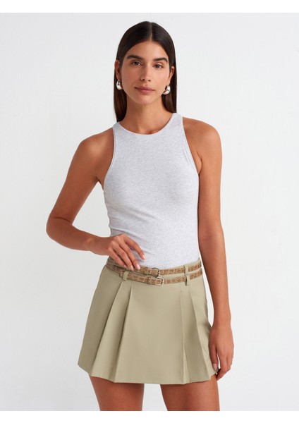 80834 Çift Kemerli Şort Etek-Yeşil modelleri