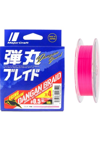 Dangan Braid Egı 4x Ip Misina Pe 0.5 0.09MM 10LB/4.0KG 150MT Pembe