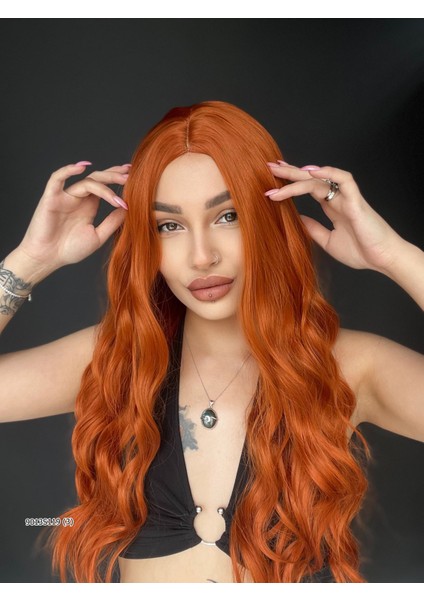 Doğal Su Dalgalı Uzun Perçemsiz Tepe Kısmı Deri Fiber Peruk Bakır indirimleri