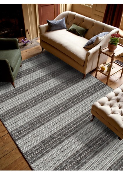 Ely E2552Y Antrasit Hasır Dokulutozsuz Havsız Özel Ölçü Antre Mutfak Balkon Salon Halı Kilim Yolluk