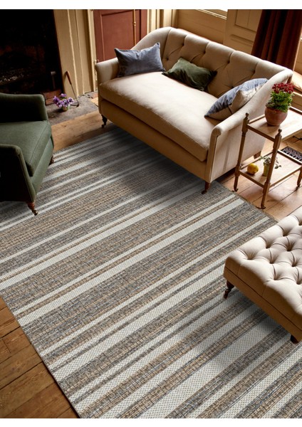 Ely E2551Y Mavi Hasır Dokulutozsuz Havsız Özel Ölçü Antre Mutfak Balkon Salon Halı Kilim Yolluk