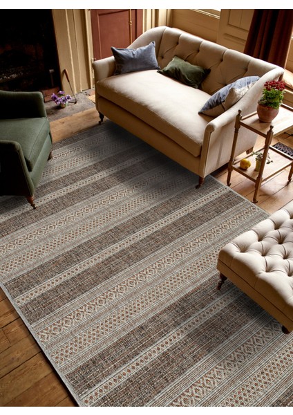 Ely E2553Y Kiremit Hasır Dokulutozsuz Havsız Özel Ölçü Antre Mutfak Balkon Salon Halı Kilim Yolluk