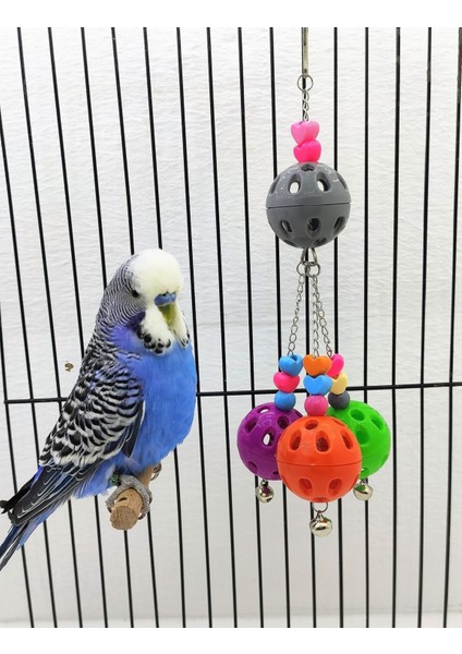 Kuşlar Için Özel Sallantılı Zilli Kuş Topu Oyuncak 25 cm