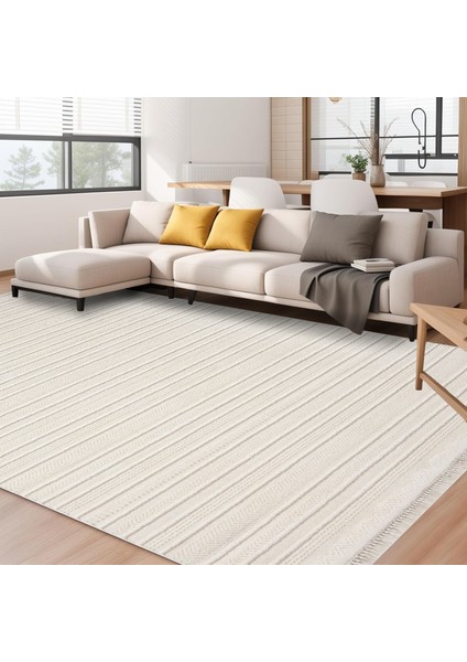 Inta 154N Krem Havsız Tozsuz Kilim Özel Ölçü Salon Antre Mutfak Balkon Halısı
