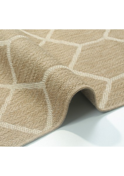 Indore BE669J Beyaz Tozsuz Salon Mutfak Koridor Yolluk Jüt Hasır Görünümlü Halı modelleri