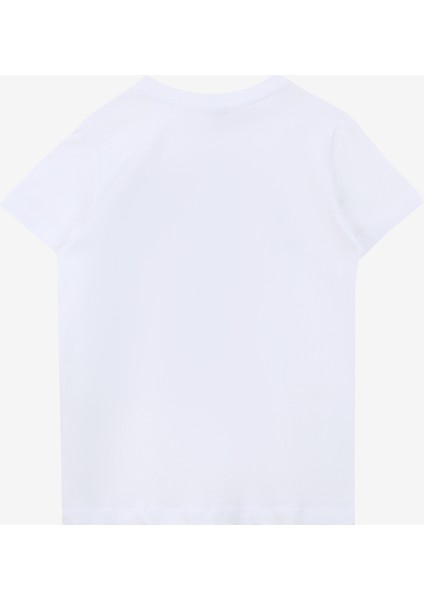 Ekru Erkek Çocuk Bisiklet Yaka Relaxed Baskılı T-Shirt C4SB-TST4222.