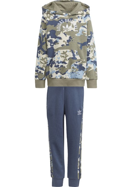 Desenli Yeşil Erkek Eşofman Takımı IR7796-HOODIE Set