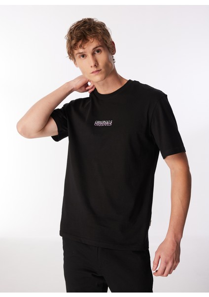 Yuvarlak Yaka Siyah Erkek T-Shirt Jorlafayette Emb Tee Ss Crew Neck