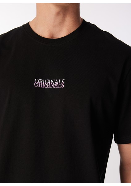 Yuvarlak Yaka Siyah Erkek T-Shirt Jorlafayette Emb Tee Ss Crew Neck fırsatları