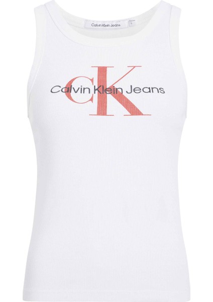 Yuvarlak Yaka Baskılı Beyaz Kadın Atlet J20J223160YAF