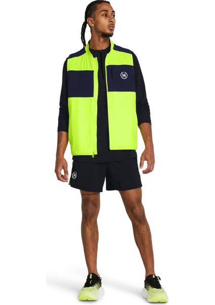 Under Armour 1383238-731 Ua Run Anywhere Vest Neon Sarı Erkek Bisiklet Yaka Oversize Yelek