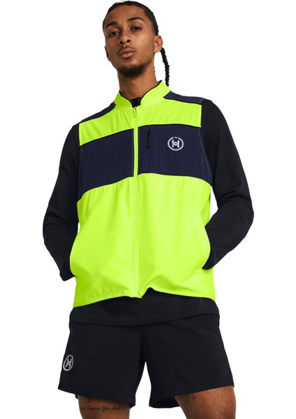 Under Armour 1383238-731 Ua Run Anywhere Vest Neon Sarı Erkek Bisiklet Yaka Oversize Yelek