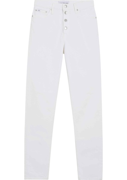 Yüksek Bel Dar Paça Normal Beyaz Kadın Denim Pantolon J20J2227651AA