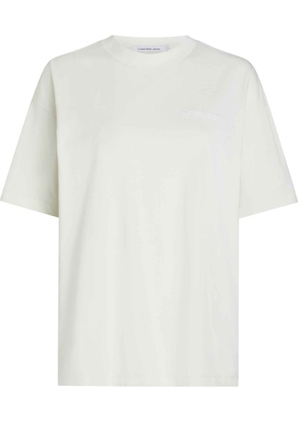 Bisiklet Yaka Baskılı Beyaz Kadın T-Shirt J20J223701CGA