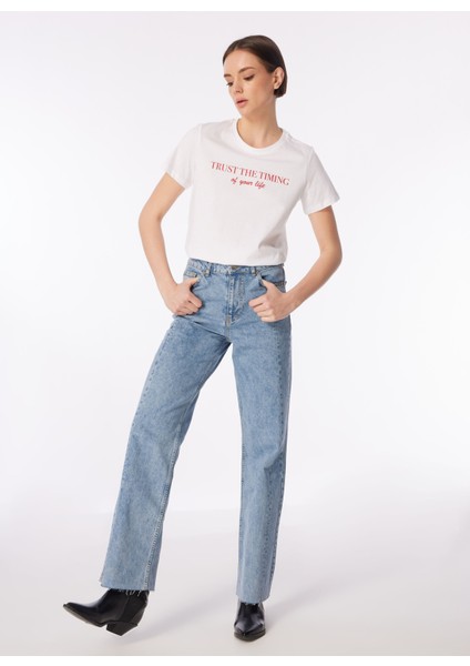 Beyaz Kadın Bisiklet Yaka Basic T-Shirt F4Sl-Tst0747 fiyatları